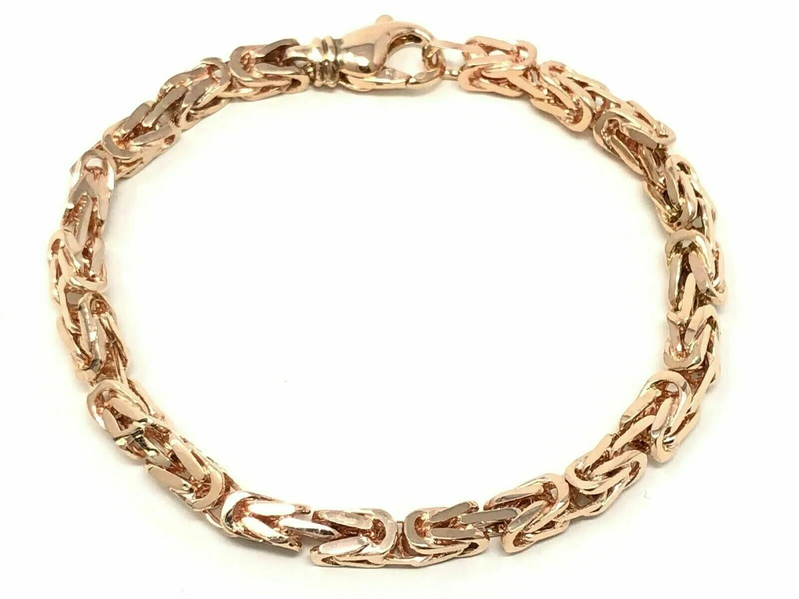 14k Rose Gold Solid Square Byzantine Bracelet Link Chain 7" - 9" 4.7mm