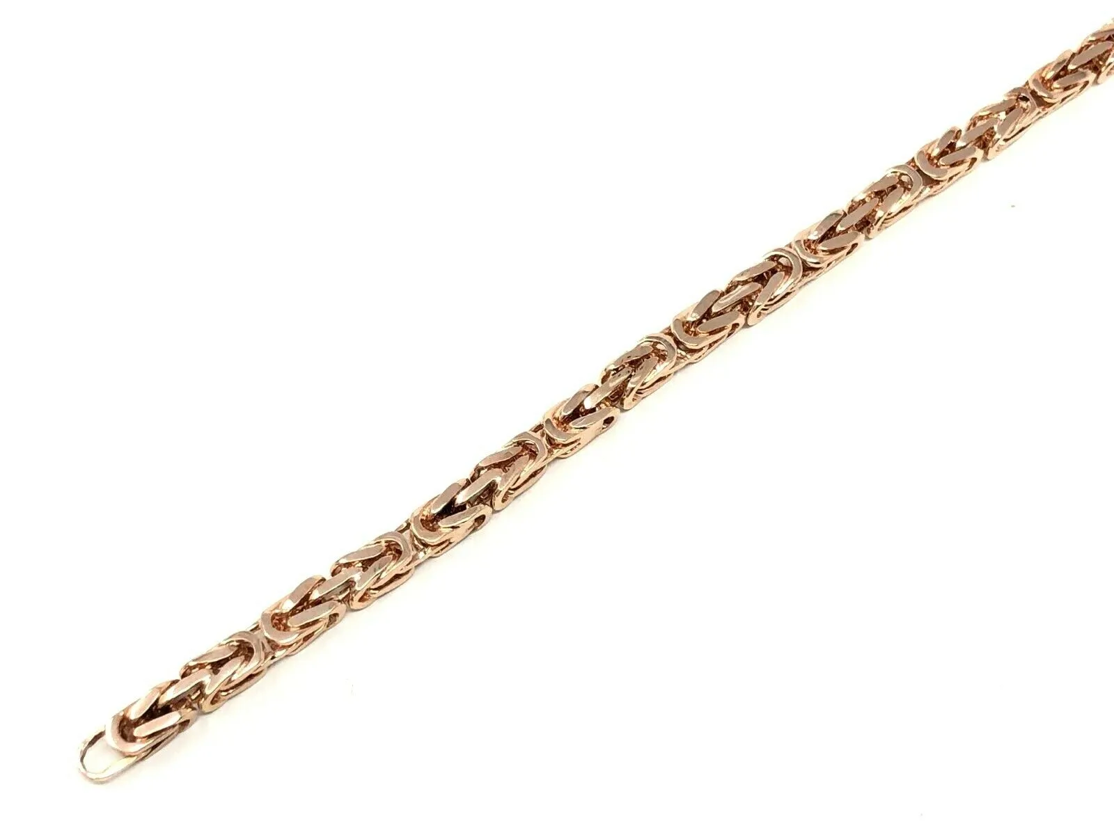 14k Rose Gold Solid Square Byzantine Bracelet Link Chain 7" - 9" 4.7mm