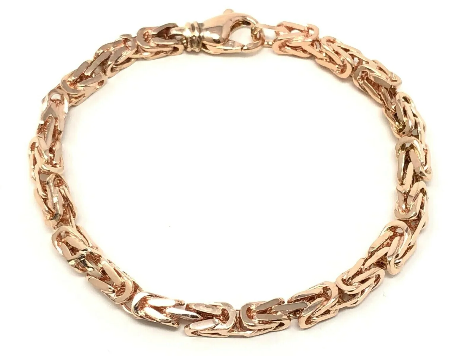 14k Rose Gold Solid Square Byzantine Bracelet Link Chain 7" - 9" 4.7mm