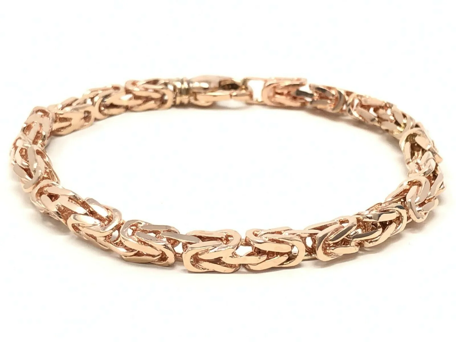 14k Rose Gold Solid Square Byzantine Bracelet Link Chain 7" - 9" 4.7mm