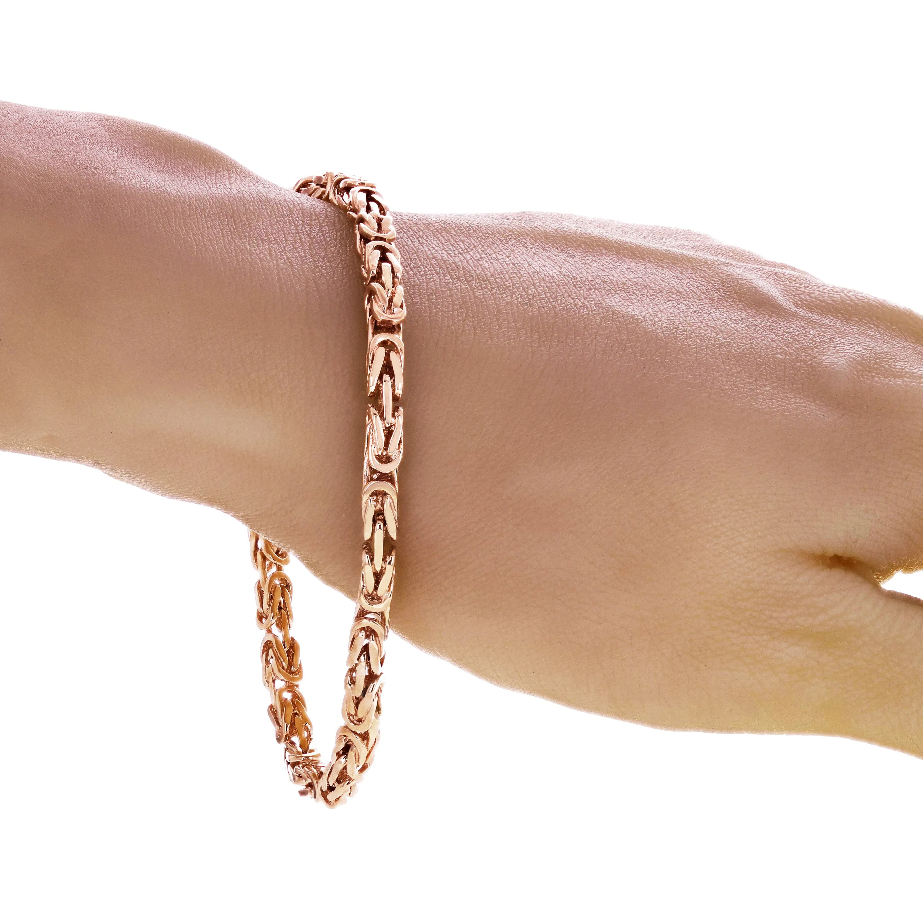 14k Rose Gold Solid Square Byzantine Bracelet Link Chain 7" - 9" 4.7mm
