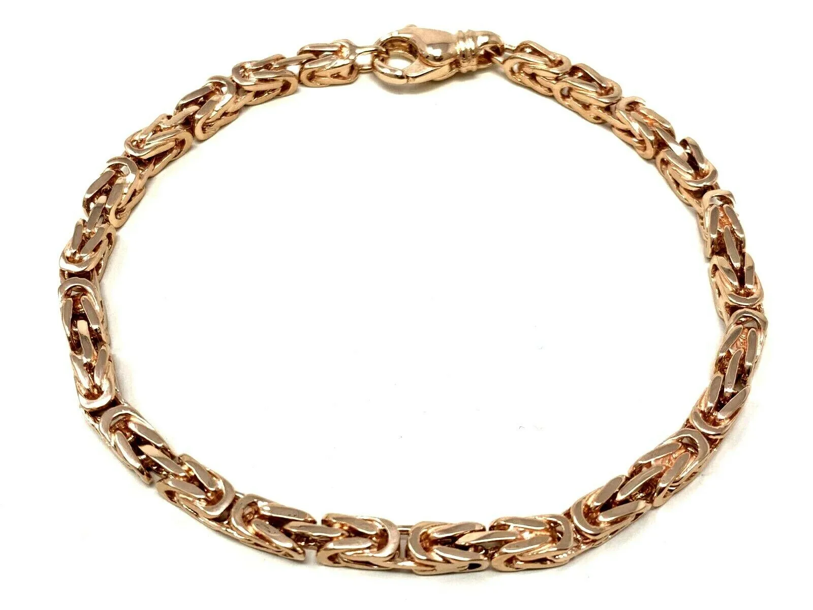 14k Rose Gold Solid Square Byzantine Bracelet Link Chain 7" - 9" 4.7mm