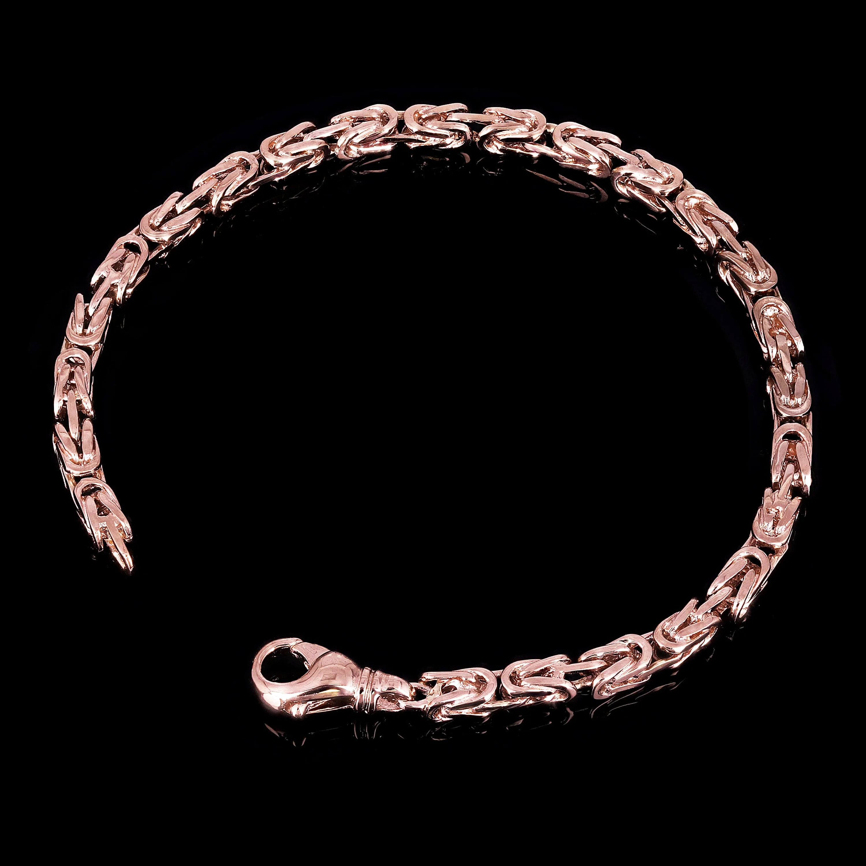 14k Rose Gold Solid Square Byzantine Bracelet Link Chain 7" - 9" 4.7mm