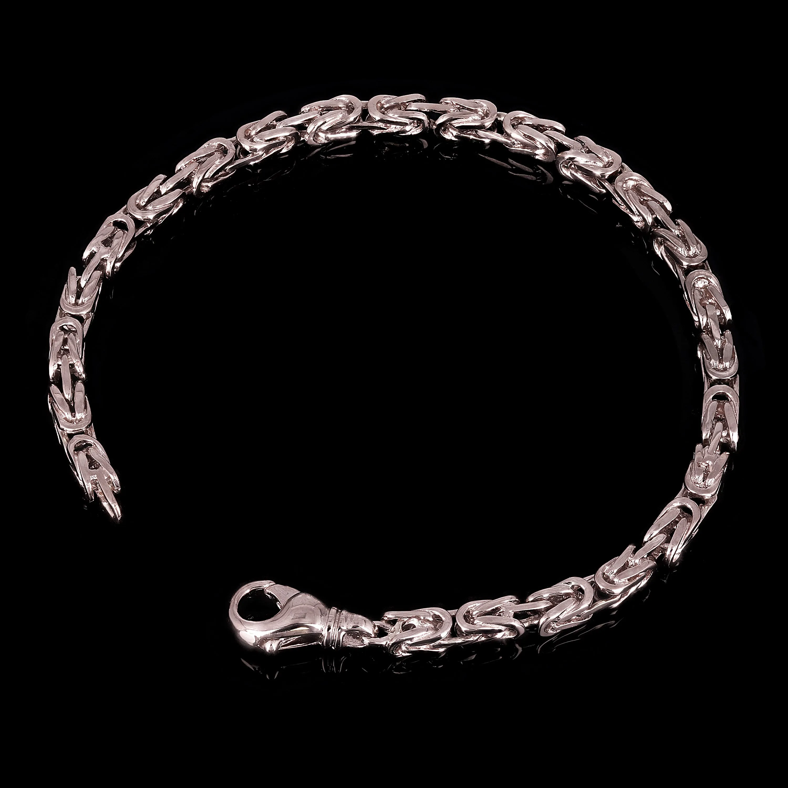 14k Rose Gold Solid Square Byzantine Bracelet Link Chain 7" - 9" 4.7mm