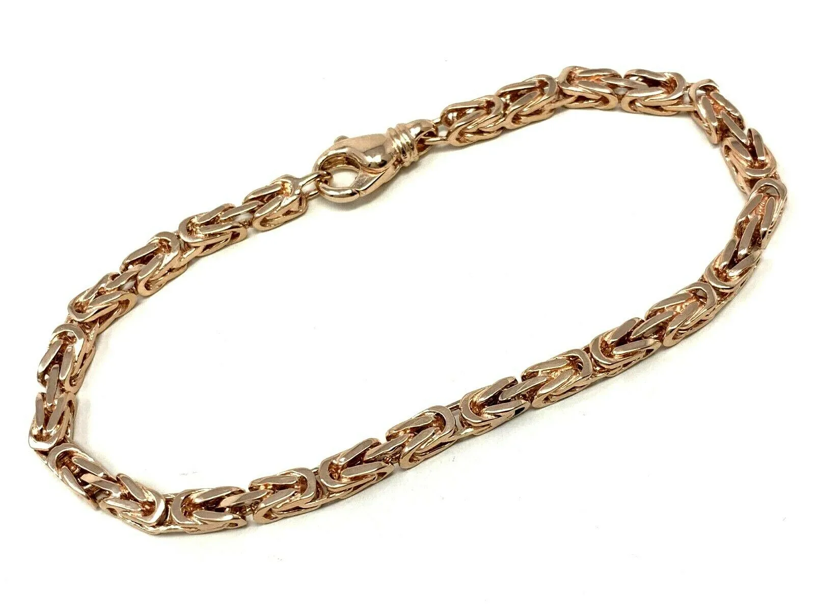 14k Rose Gold Solid Square Byzantine Bracelet Link Chain 7" - 9" 4.7mm