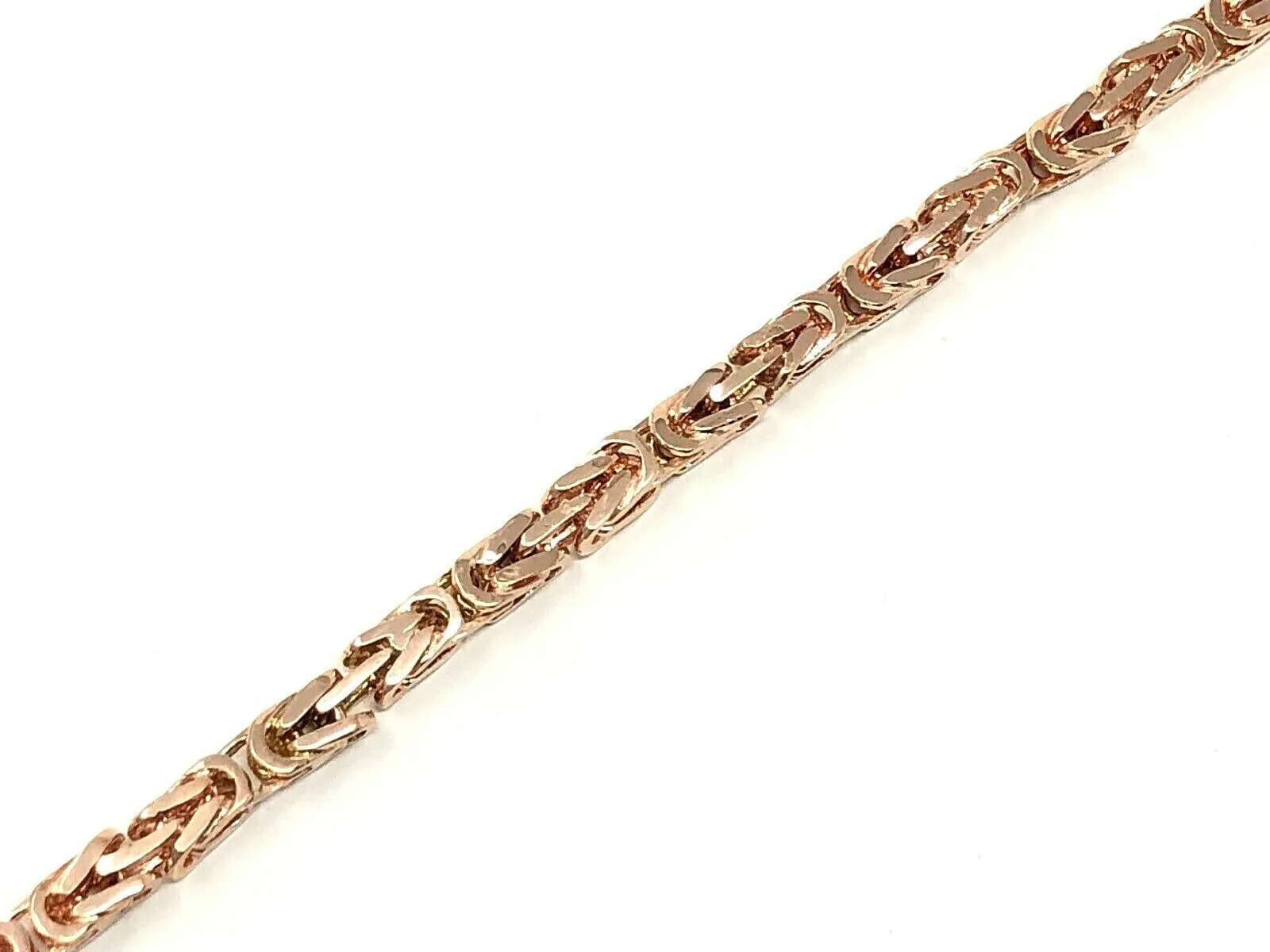 14k Rose Gold Solid Square Byzantine Bracelet Link Chain 7" - 9" 4.7mm