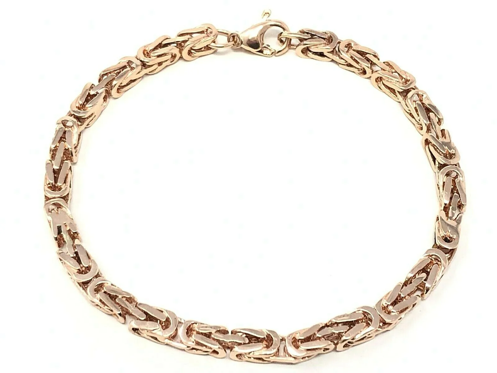 14k Rose Gold Solid Square Byzantine Bracelet Link Chain 7" - 9" 4.7mm