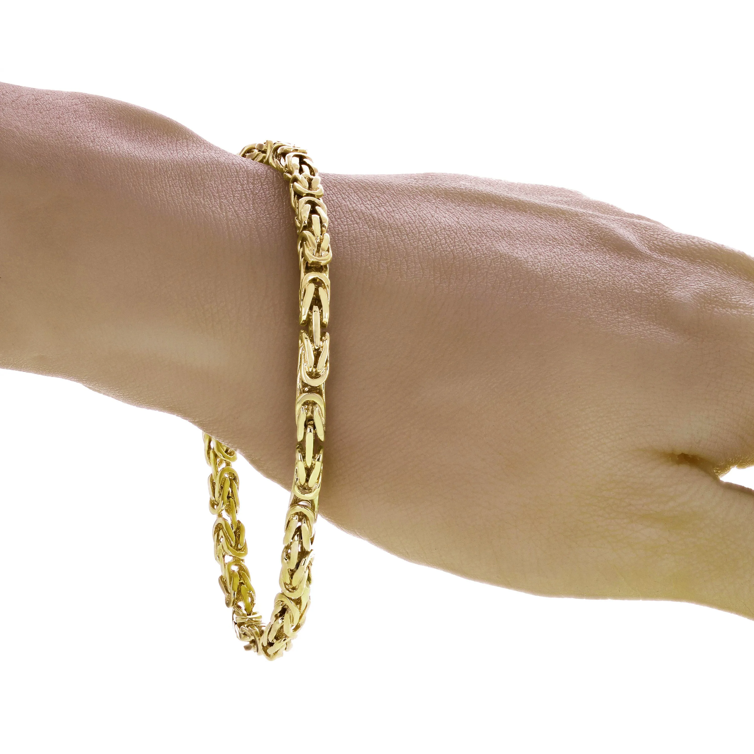 14k Rose Gold Solid Square Byzantine Bracelet Link Chain 7" - 9" 4.7mm