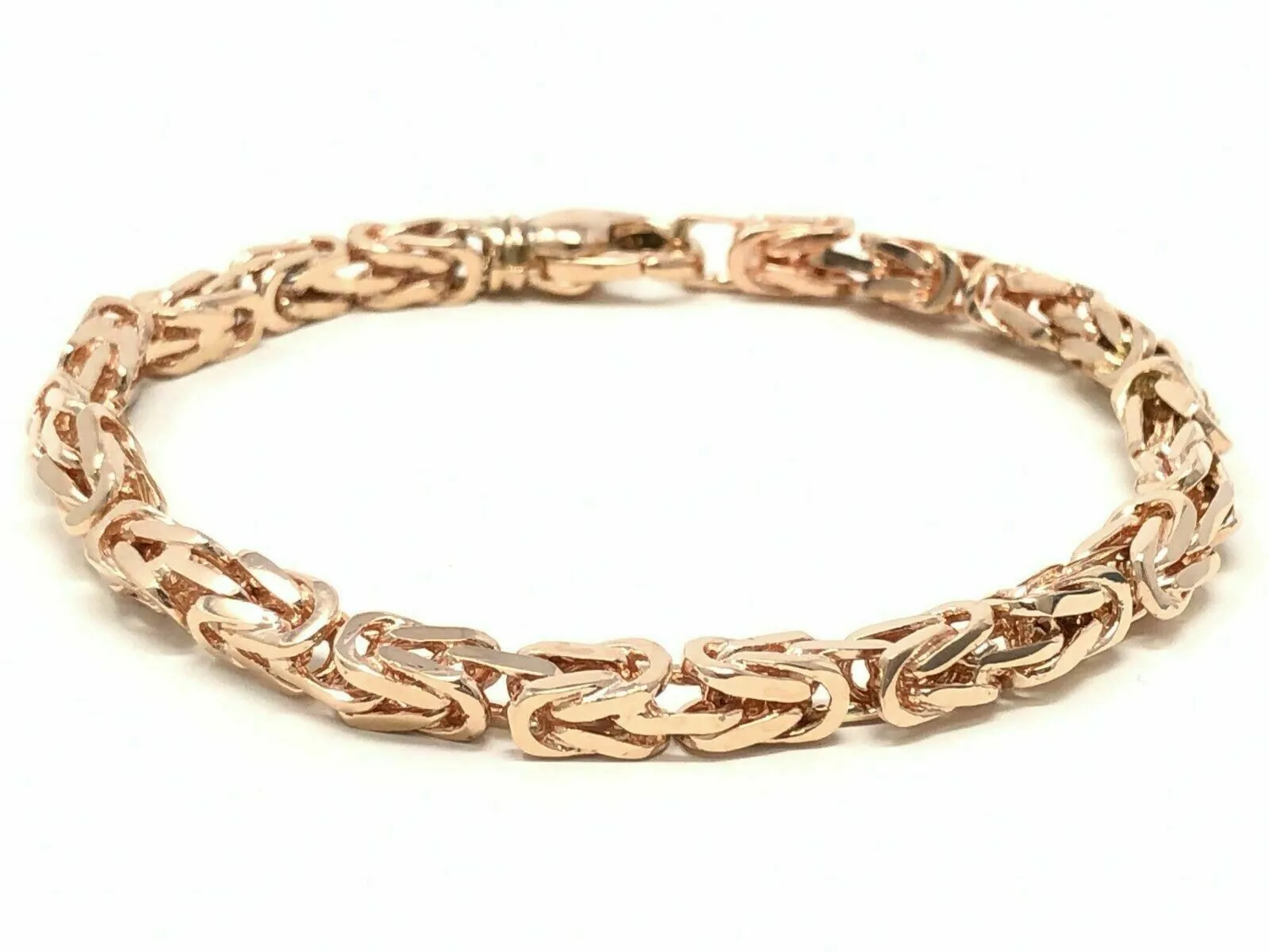 14k Rose Gold Solid Square Byzantine Bracelet Link Chain 7" - 9" 4.7mm
