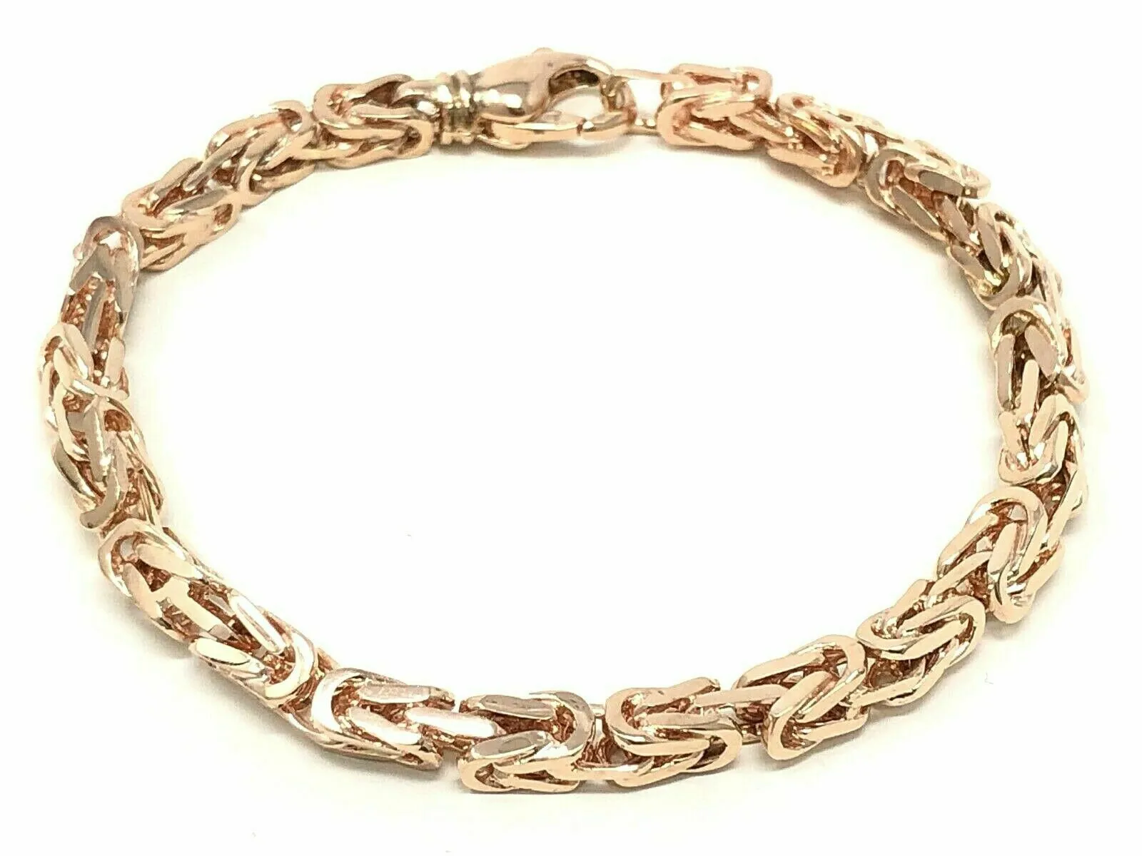 14k Rose Gold Solid Square Byzantine Bracelet Link Chain 7" - 9" 4.7mm