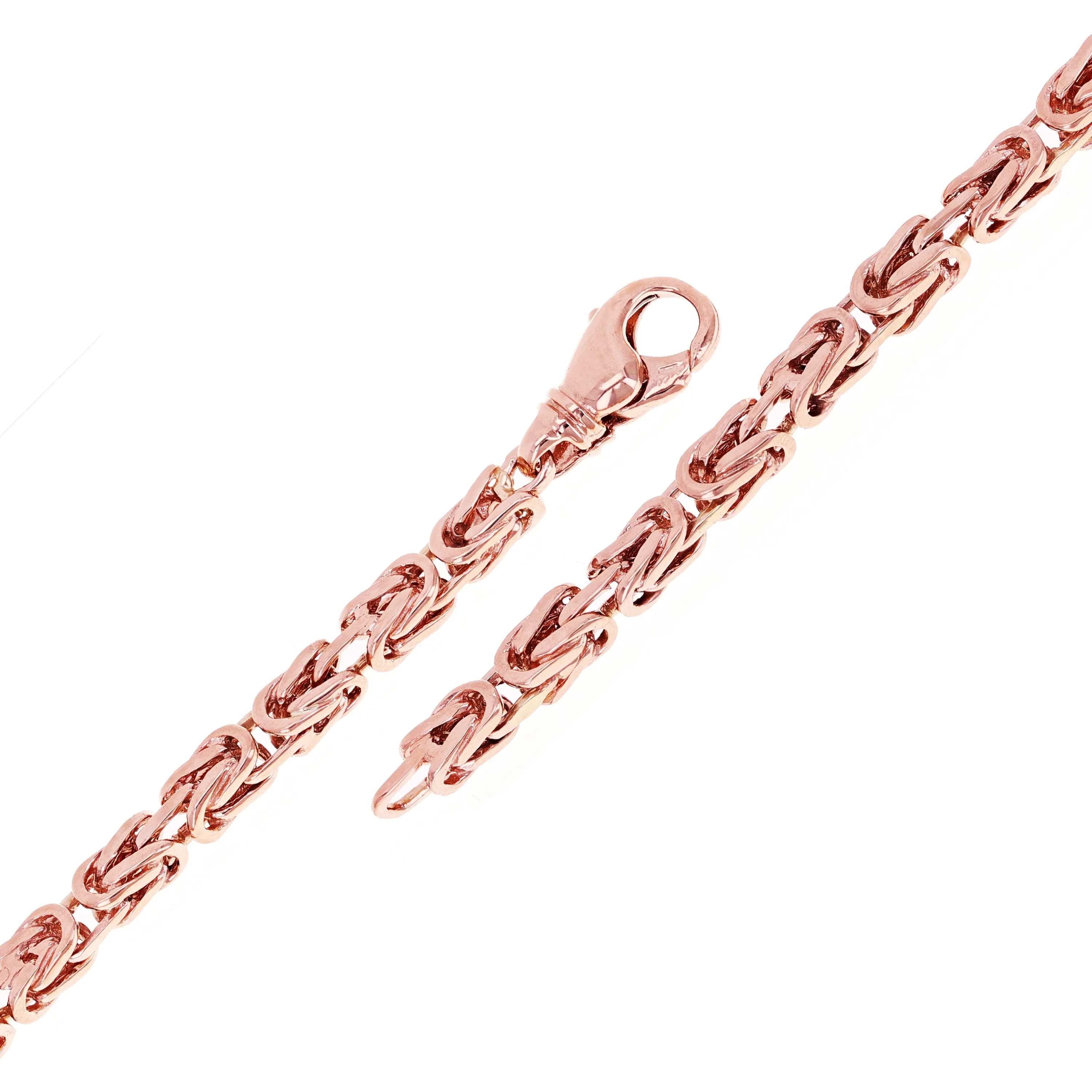 14k Rose Gold Solid Square Byzantine Bracelet Link Chain 7" - 9" 4.7mm