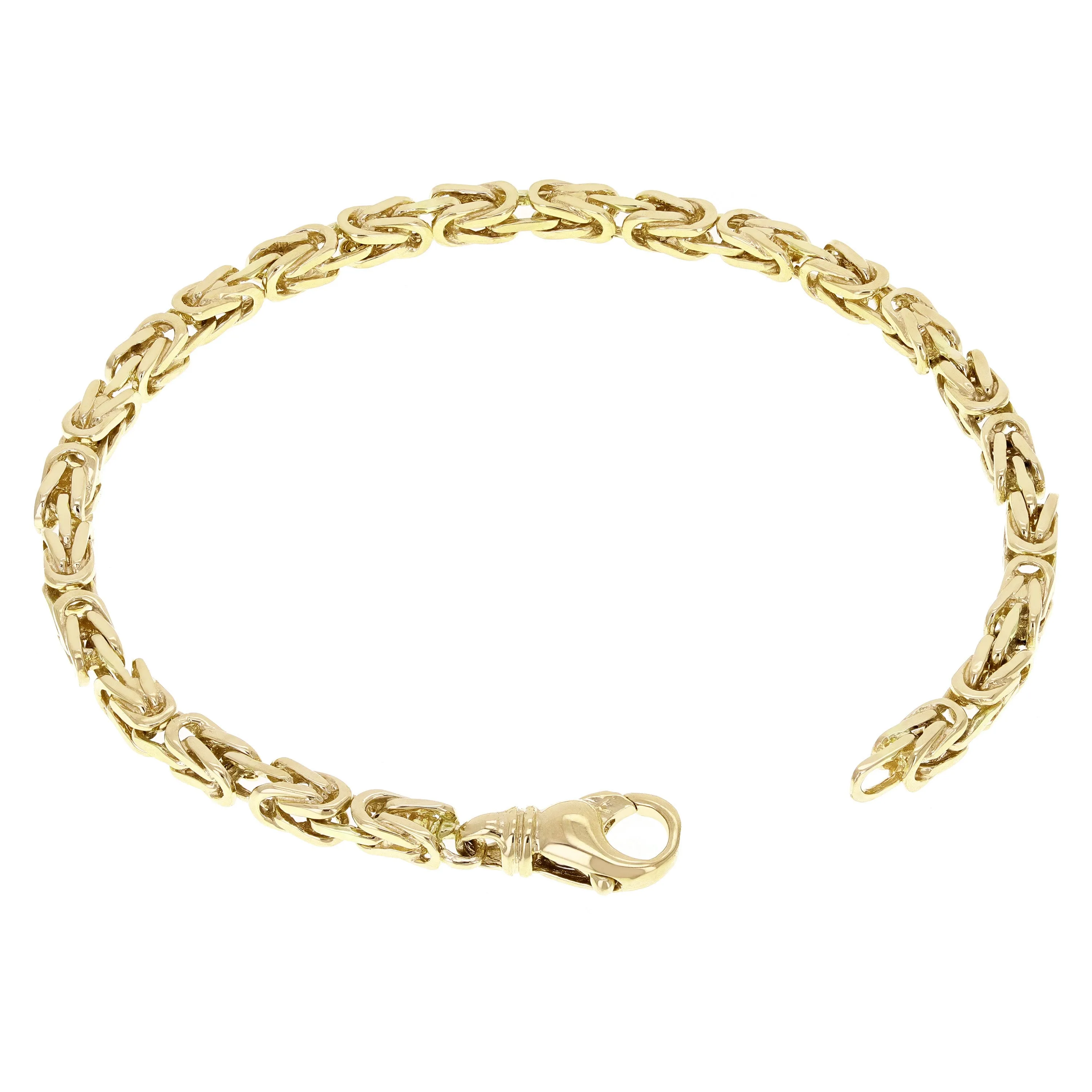 14k Rose Gold Solid Square Byzantine Bracelet Link Chain 7" - 9" 4.7mm