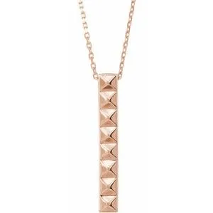 14K Rose Pyramid Bar 24" Necklace
