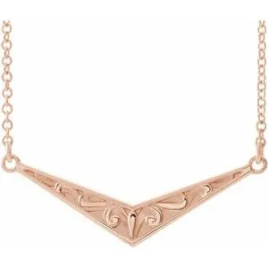 14K Rose Sculptural "V" 18" Necklace