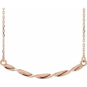 14K Rose Twisted Ribbon Bar 16-18" Necklace