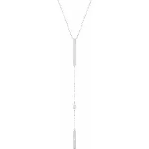 14K White .06 CTW Diamond Bar 16-18" Necklace