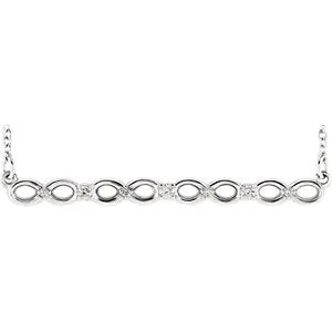 14K White .08 CTW Diamond Infinity-Inspired Bar 16-18" Necklace