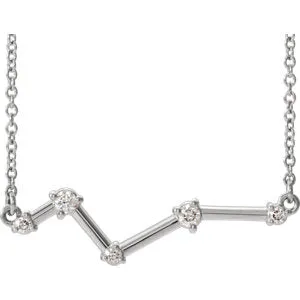 14K White 1/10 CTW Diamond Constellation Bar 16" Necklace