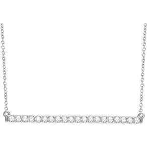 14K White 1/2 CTW Natural Diamond Bar 16-18" Necklace