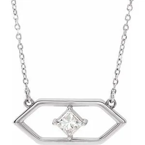 14K White 1/4 CTW Diamond Geometric 18" Necklace