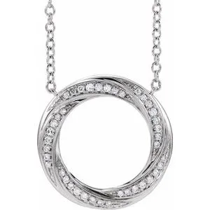 14K White 1/5 CTW Diamond Circle 16-18" Necklace