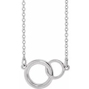 14K White 15.5x9.7 mm Interlocking Circle 16-18" Necklace