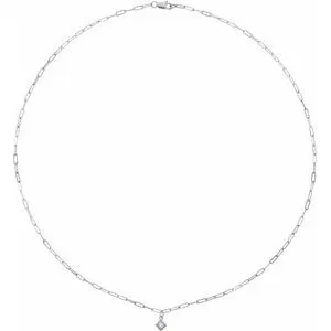 14K White 1/6 CT Natural Diamond Micro Bezel-Set 18" Necklace