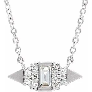14K White 1/6 CTW Diamond Semi-Set Geometric 16" Necklace