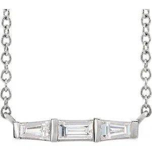 14K White 1/8 CTW Diamond Bar 16" Necklace