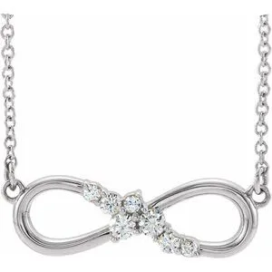 14K White 1/8 CTW Diamond Infinity-Inspired Bar 18" Necklace