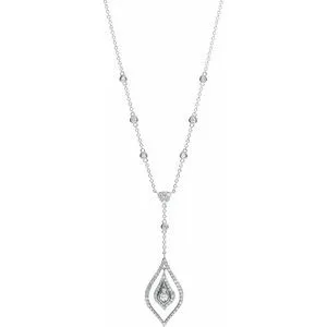 14K White 7/8 CTW Diamond Geometric 18" Necklace