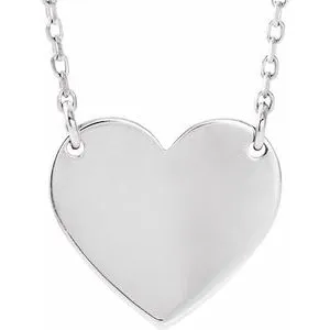 14K White 8x7.2 mm Heart 16-18" Necklace