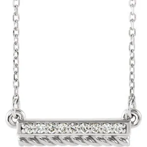 14K White & Yellow .08 CTW Diamond Rope Bar 16-18" Necklace