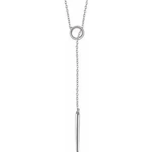 14K White Circle and Bar "Y" 18" Necklace