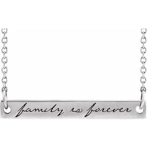 14K White Family is Forever Bar 18" Necklace