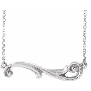 14K White Freeform Bar 18" Necklace