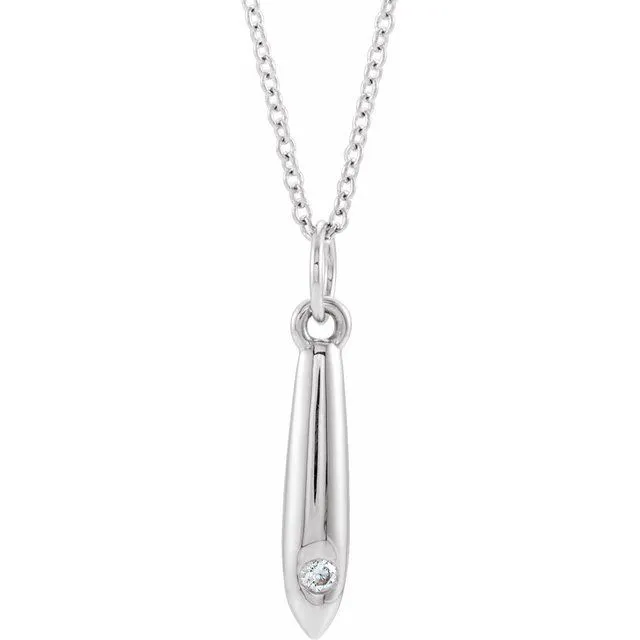 14K White Gold .03 CTW Natural Diamond Geometric 16-18" Necklace