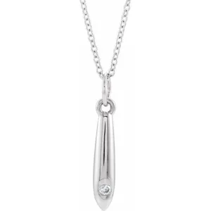 14K White Gold .03 CTW Natural Diamond Geometric 16-18" Necklace