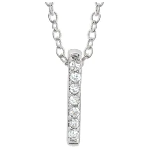 14k White Gold .05 CTW Diamond Bar 16-18" Necklace