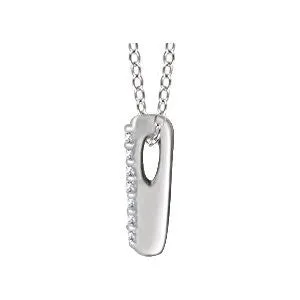 14k White Gold .05 CTW Diamond Bar 16-18" Necklace