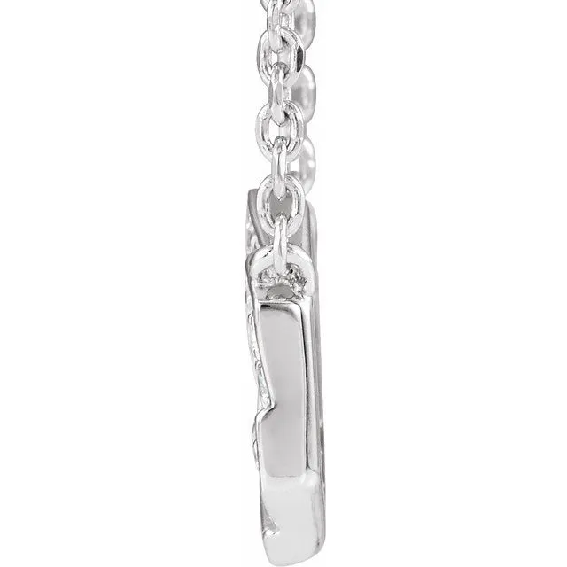14K White Gold .06 CTW Natural Diamond Geometric 16-18" Necklace