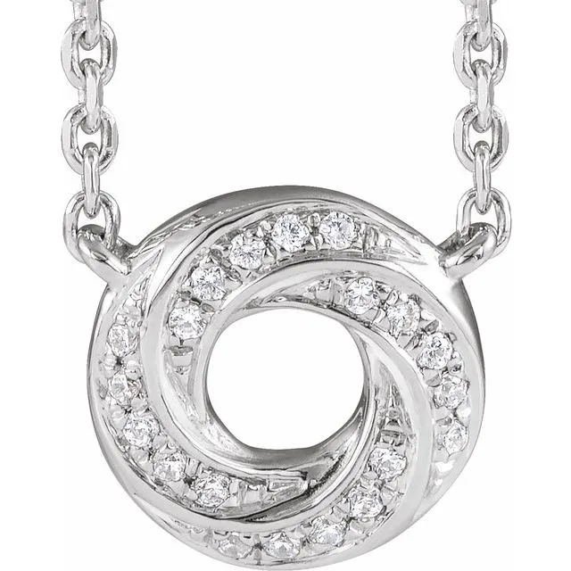 14K White Gold .06 CTW Natural Diamond Geometric 18" Necklace