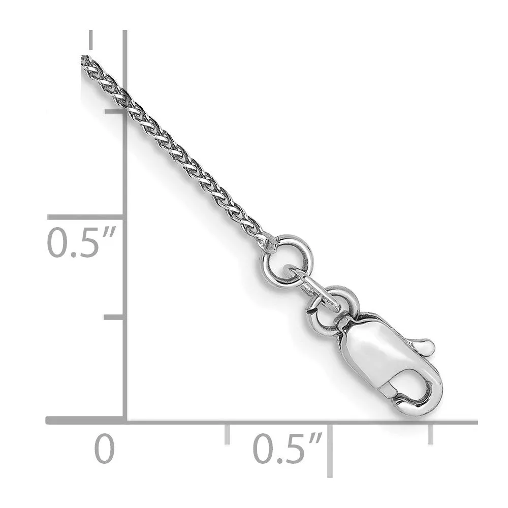 14K White Gold 10 inch 1.05mm Diamond-cut Spiga with Lobster Clasp Anklet
