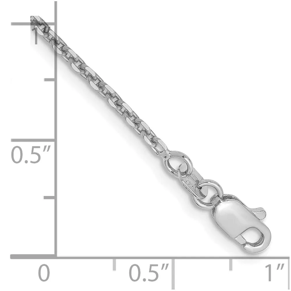 14K White Gold 10 inch 1.65mm Diamond-cut Cable with Lobster Clasp Anklet