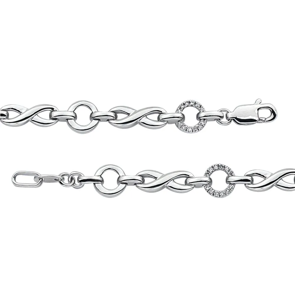 14k White Gold 1/5 CTW Diamond Infinity-Inspired Link 7.5" Bracelet