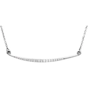14k White Gold 1/8 CTW Diamond Curved Bar 16" Necklace