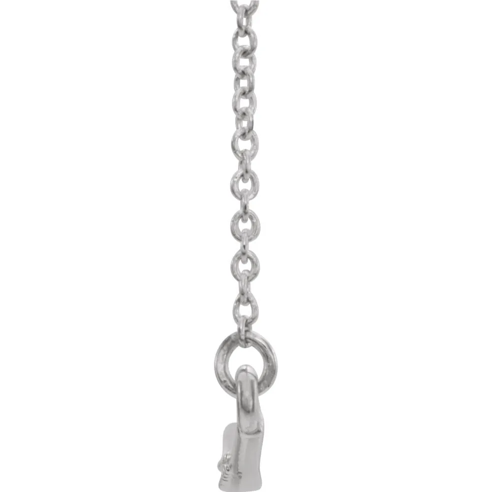 14k White Gold 1/8 CTW Diamond Curved Bar 16" Necklace