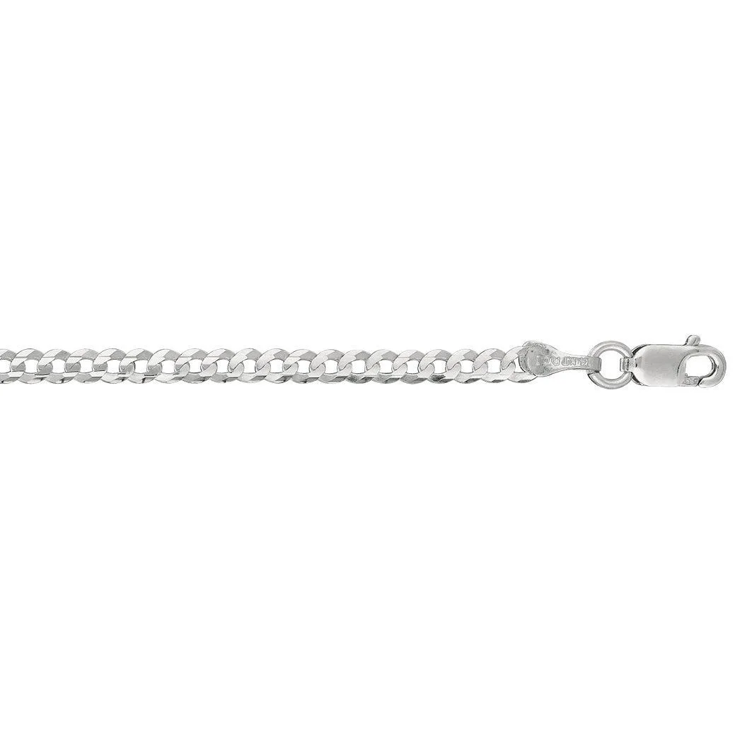 14K White Gold Curb Anklet