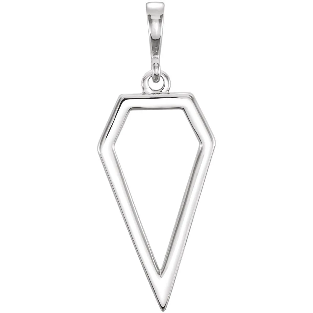 14k White Gold Geometric Pendant