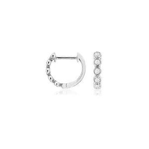 14K White Gold Petit Diamond Hoop Earrings